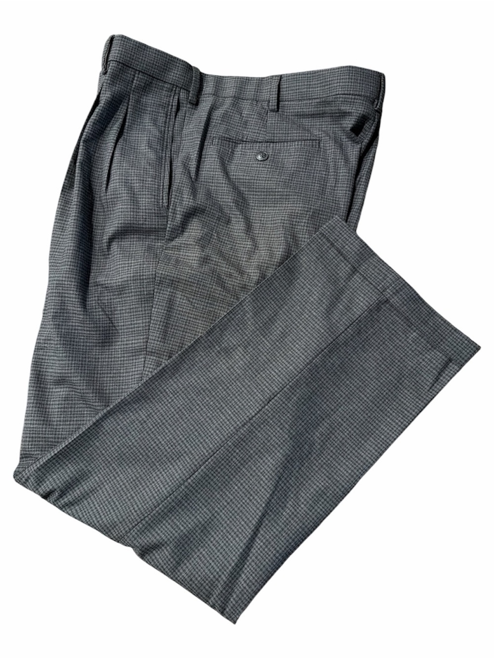 Roundtree & Yorke Travel Smart Dress Pants Men’s 36x29 Gray Houndstooth Pleated - Picture 3 of 4